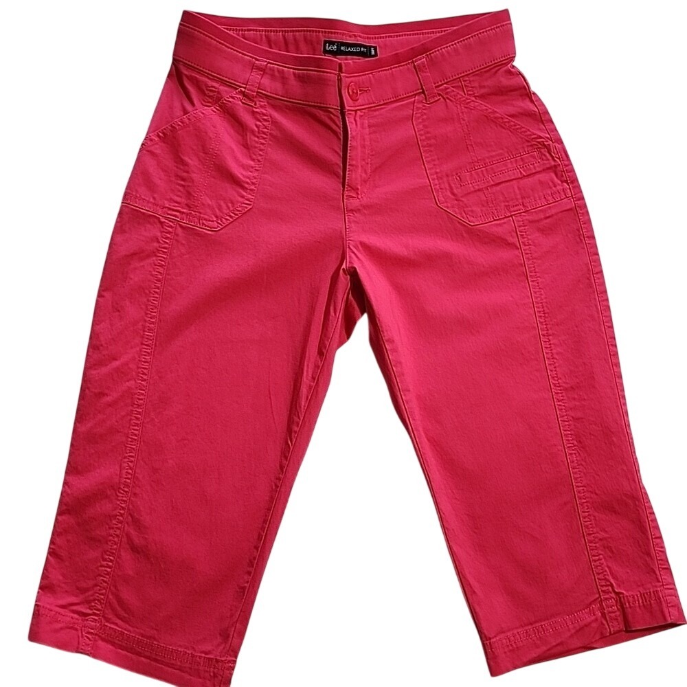 Lee Relaxed Fit Pink Capris Crop Pants Womens Size 4 Medium‎ 3378169